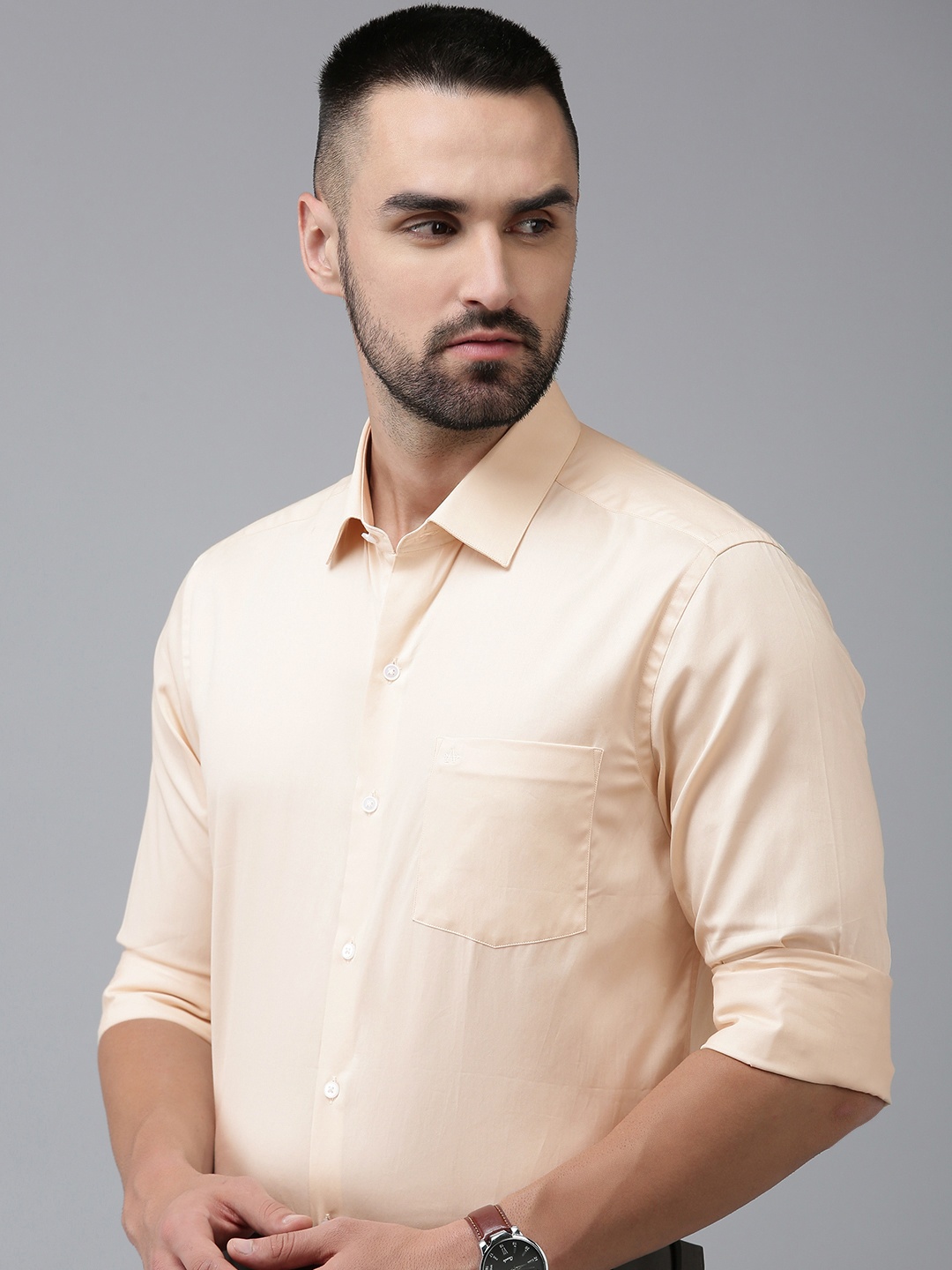 

Arrow Men Pure Cotton Original Slim Fit Formal Shirt, Beige