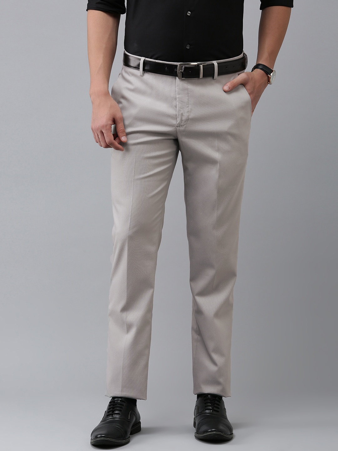 

Arrow Men Solid Regular Fit Tailored Formal Trousers, Grey