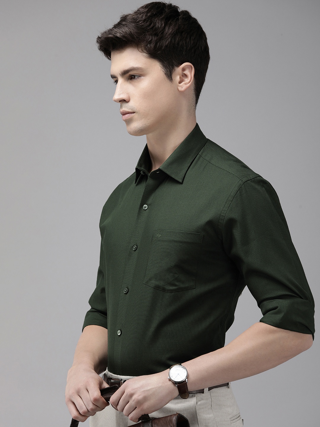 

Arrow Men Original Slim Fit Pure Cotton Formal Shirt, Green