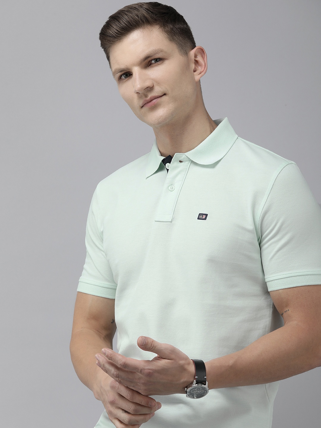 

Arrow Polo Collar Pure Cotton T-shirt, Green