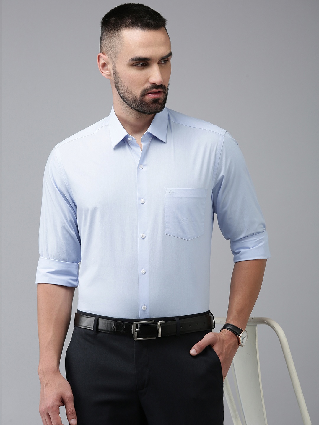 

Arrow Solid Slim Fit Pure Cotton Formal Shirt, Blue