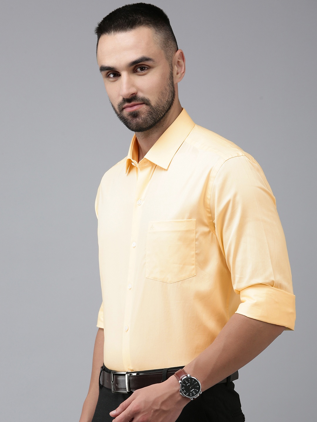 

Arrow Pure Cotton Original Slim Fit Opaque Formal Shirt, Yellow