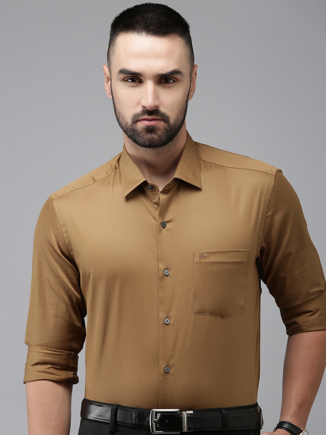 

Arrow Men Pure Cotton Original Slim Fit Formal Shirt, Khaki
