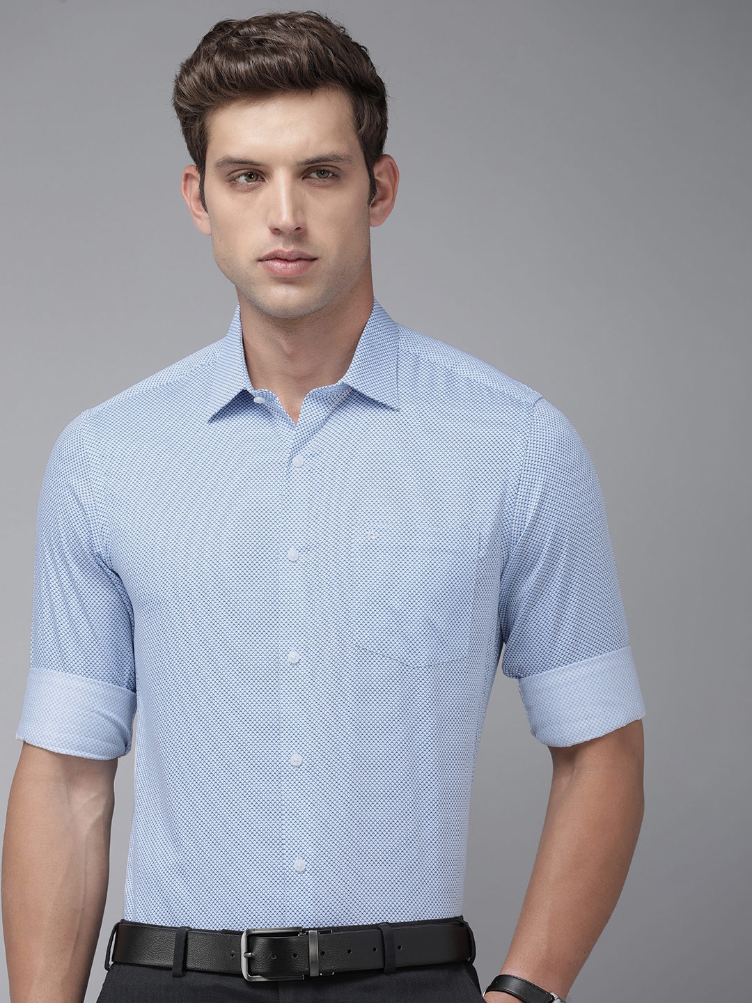 

Arrow Pure Cotton Manhattan Slim Fit Opaque Printed Formal Shirt, Blue