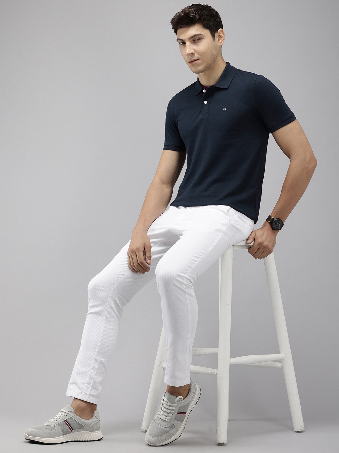 

Arrow Polo Collar Pure Cotton T-shirt, Navy blue