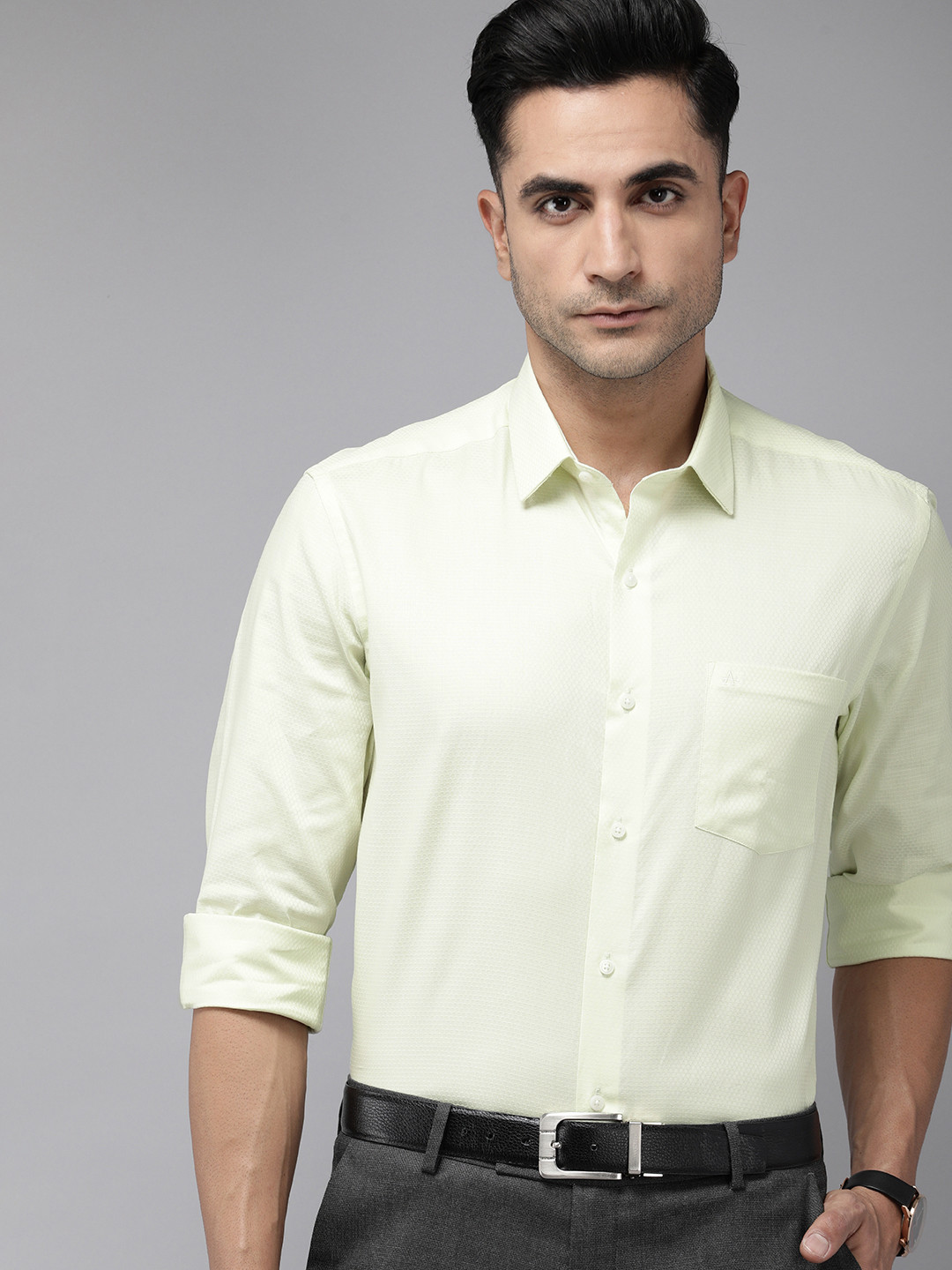 

Arrow Men Original Slim Fit Self Design Pure Cotton Formal Shirt, Yellow