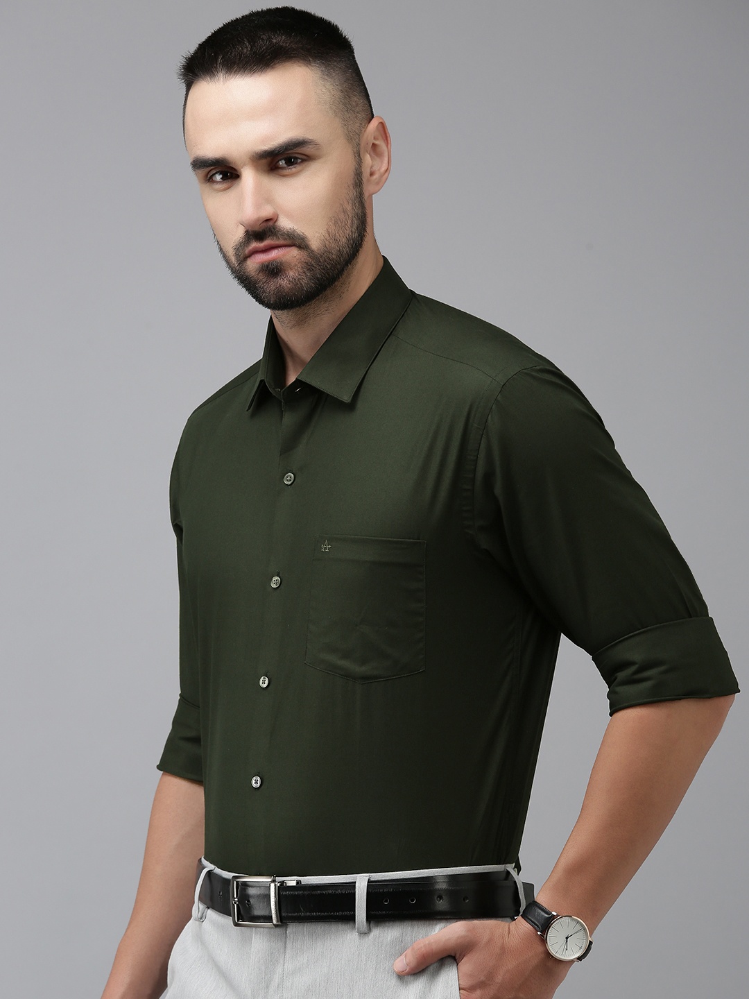 

Arrow Pure Cotton Original Slim Fit Opaque Formal Shirt, Green