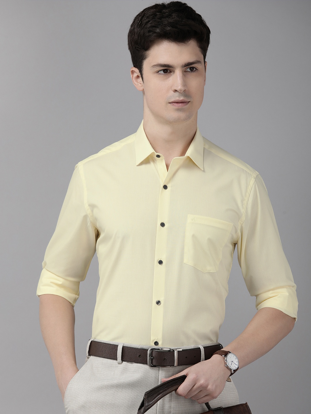 

Arrow Men Original Slim Fit Pure Cotton Formal Shirt, Yellow