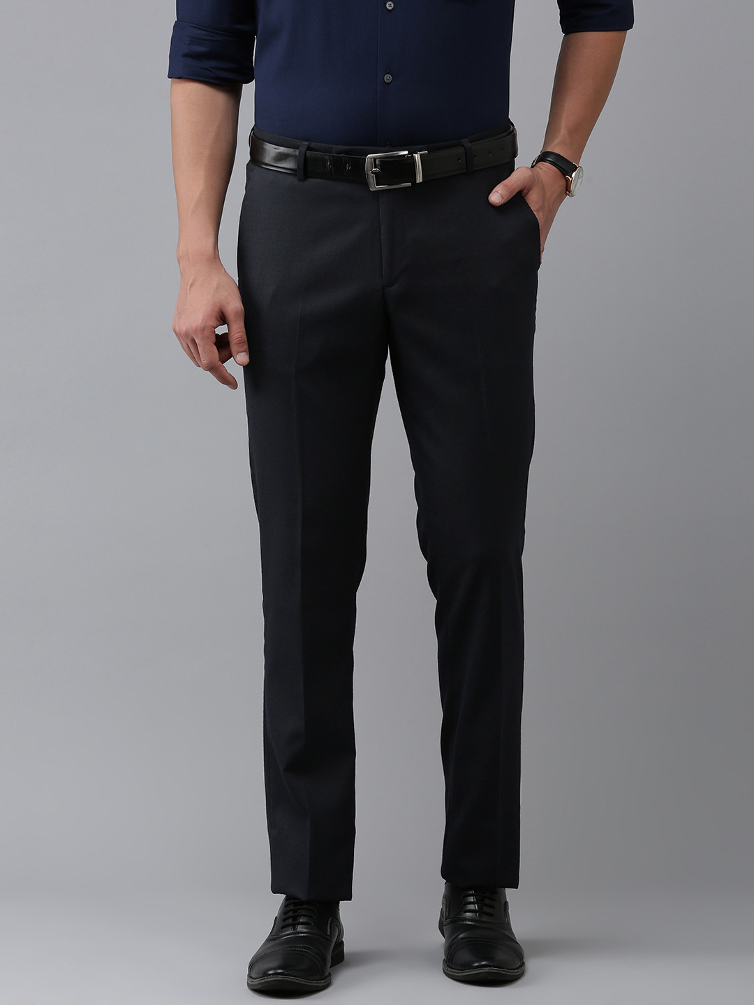 

Arrow Men Solid Tailored Fit Formal Trousers, Charcoal
