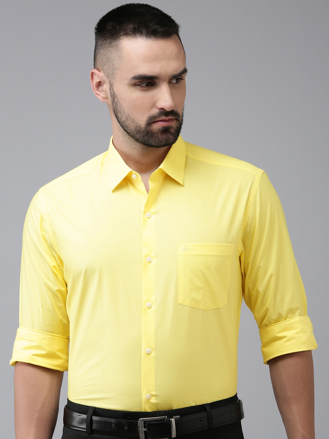 

Arrow Men Solid Manhattan Slim Fit Pure Cotton Formal Shirt, Yellow