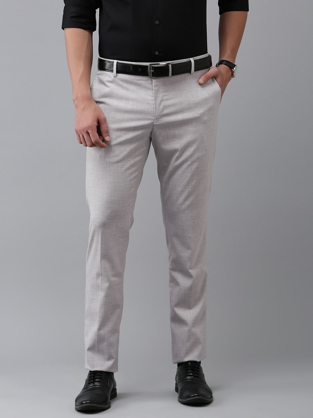 

Arrow Men Solid Tailored Fit Formal Trousers, Grey