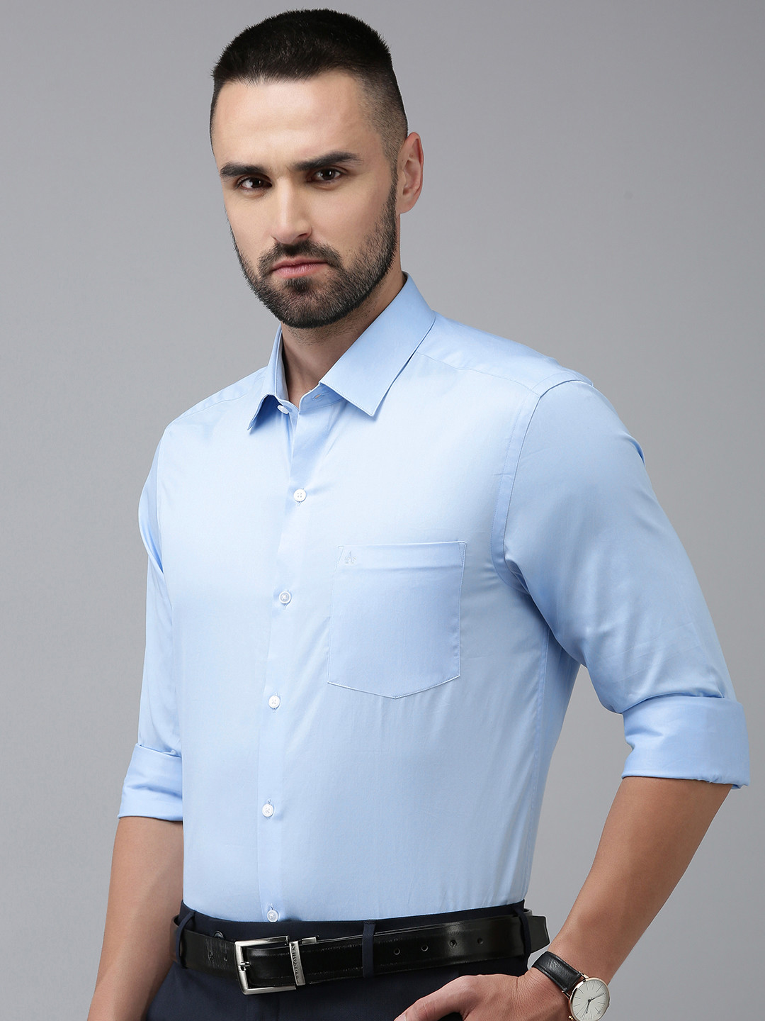 

Arrow Pure Cotton Manhattan Slim Fit Opaque Formal Shirt, Blue