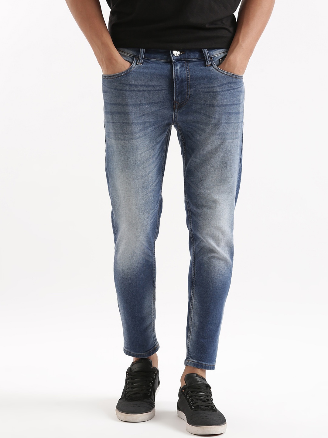 

WROGN Men Slim Fit Clean Look Heavy Fade Stretchable Jeans, Blue