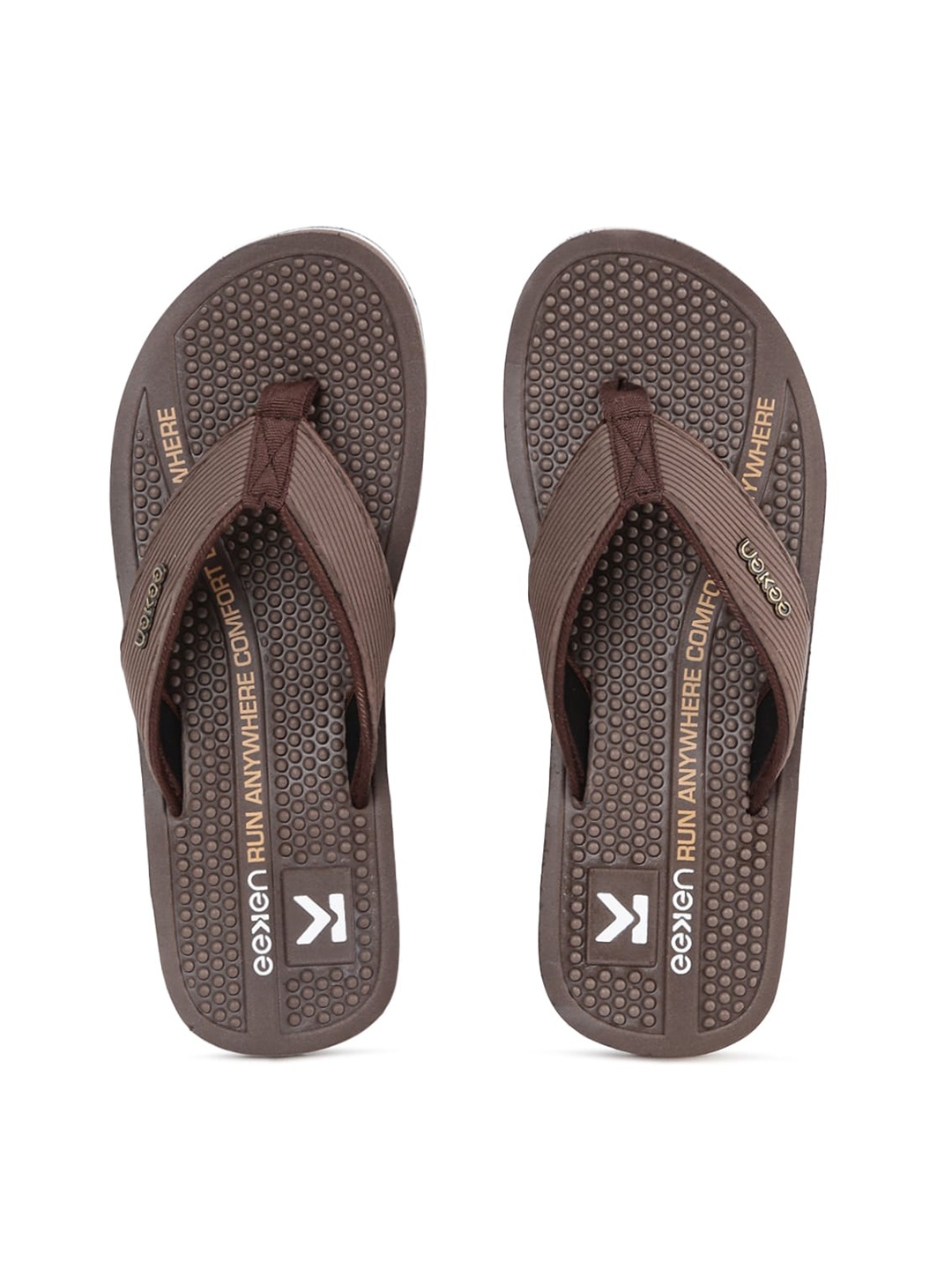 

Paragon Men Textured Lightweight Durable Thong Flip-Flops, Brown