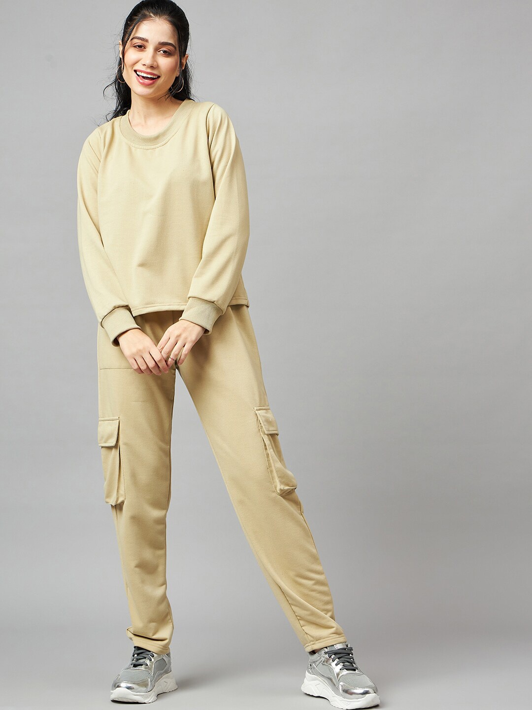 

Mast & Harbour Women Beige Relaxed Fit Cotton Cargos