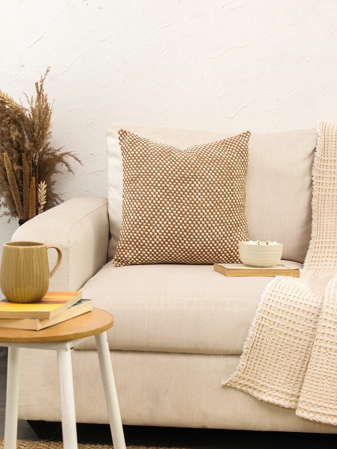 

House This Brown & White Cotton Square Cushion Cover