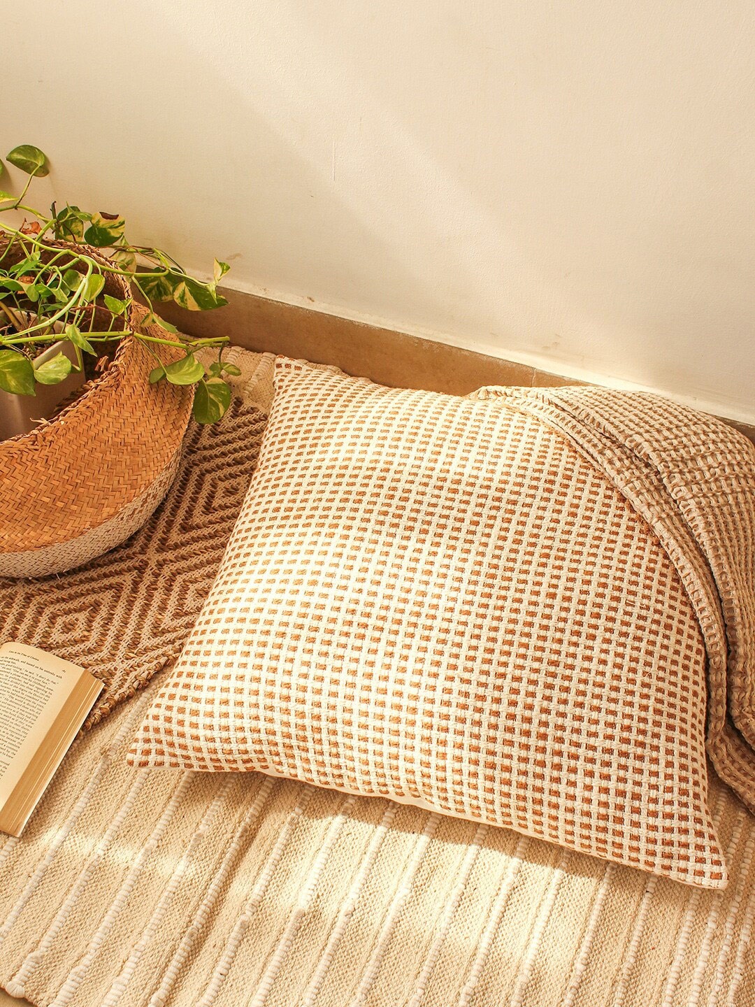 

House This Brown & Cream-Coloured Cotton Square Cushion Cover