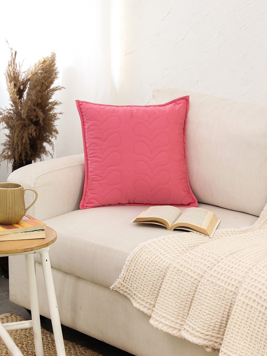

House This Kaliveli Pink Cotton Square Cushion Cover