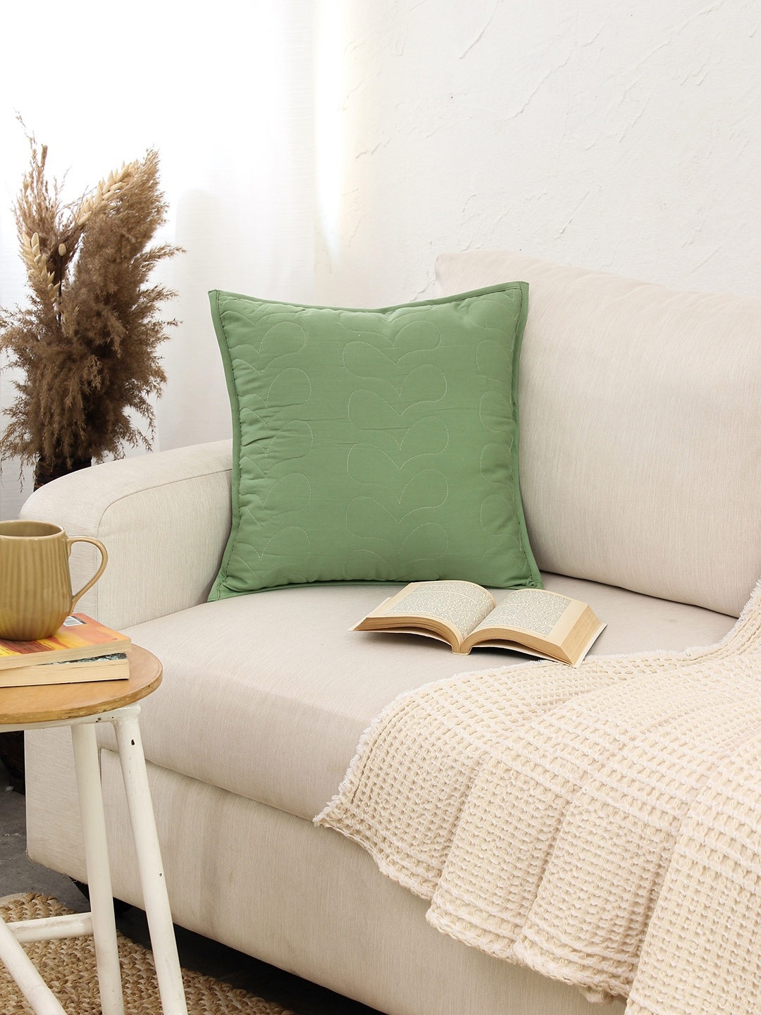 

House This Satsar Green Square Cotton Cushion Cover