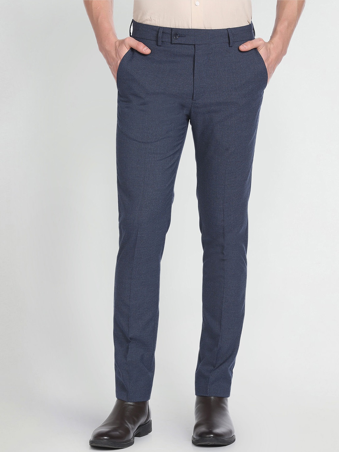 

Arrow Men Checked Slim Fit Formal Trouser, Blue
