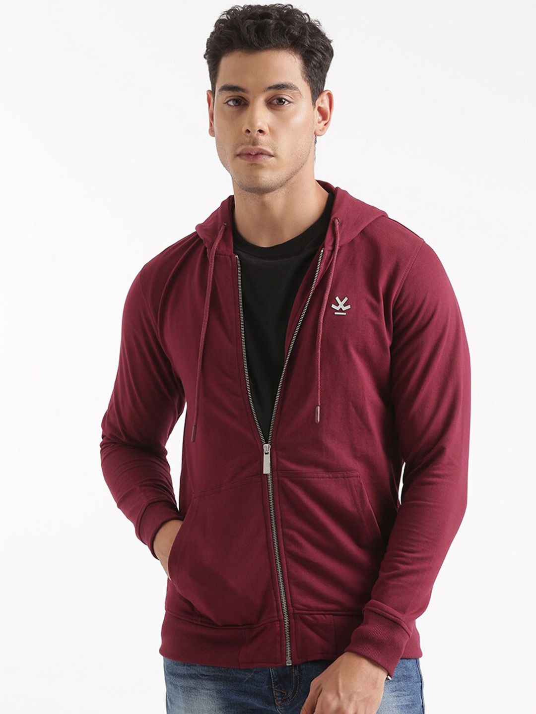 

WROGN Hooded Cotton Sweatshirt, Maroon