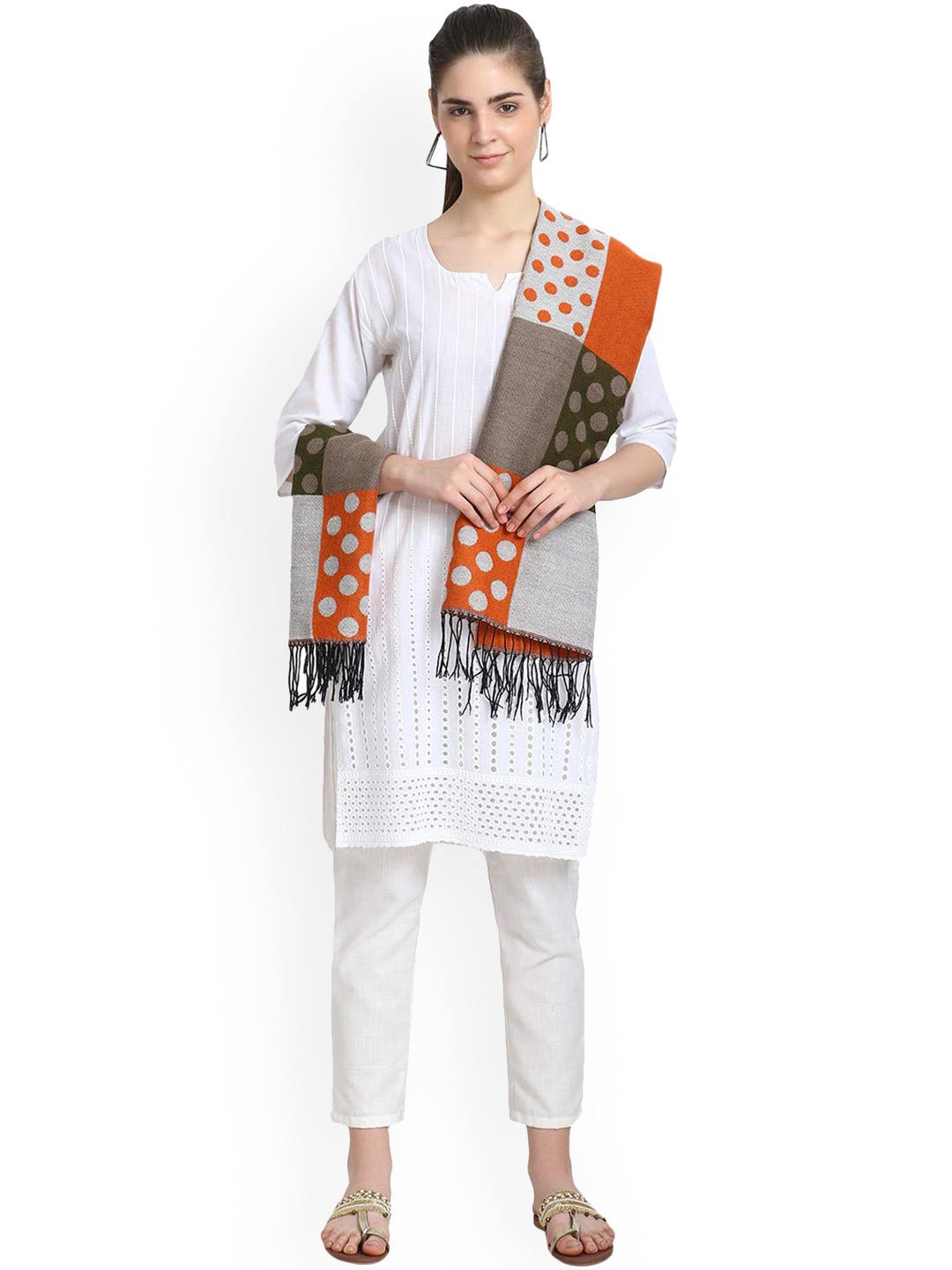 

Zacharias Geometric Woven Design Acrylic & Woollen Shawl, Grey
