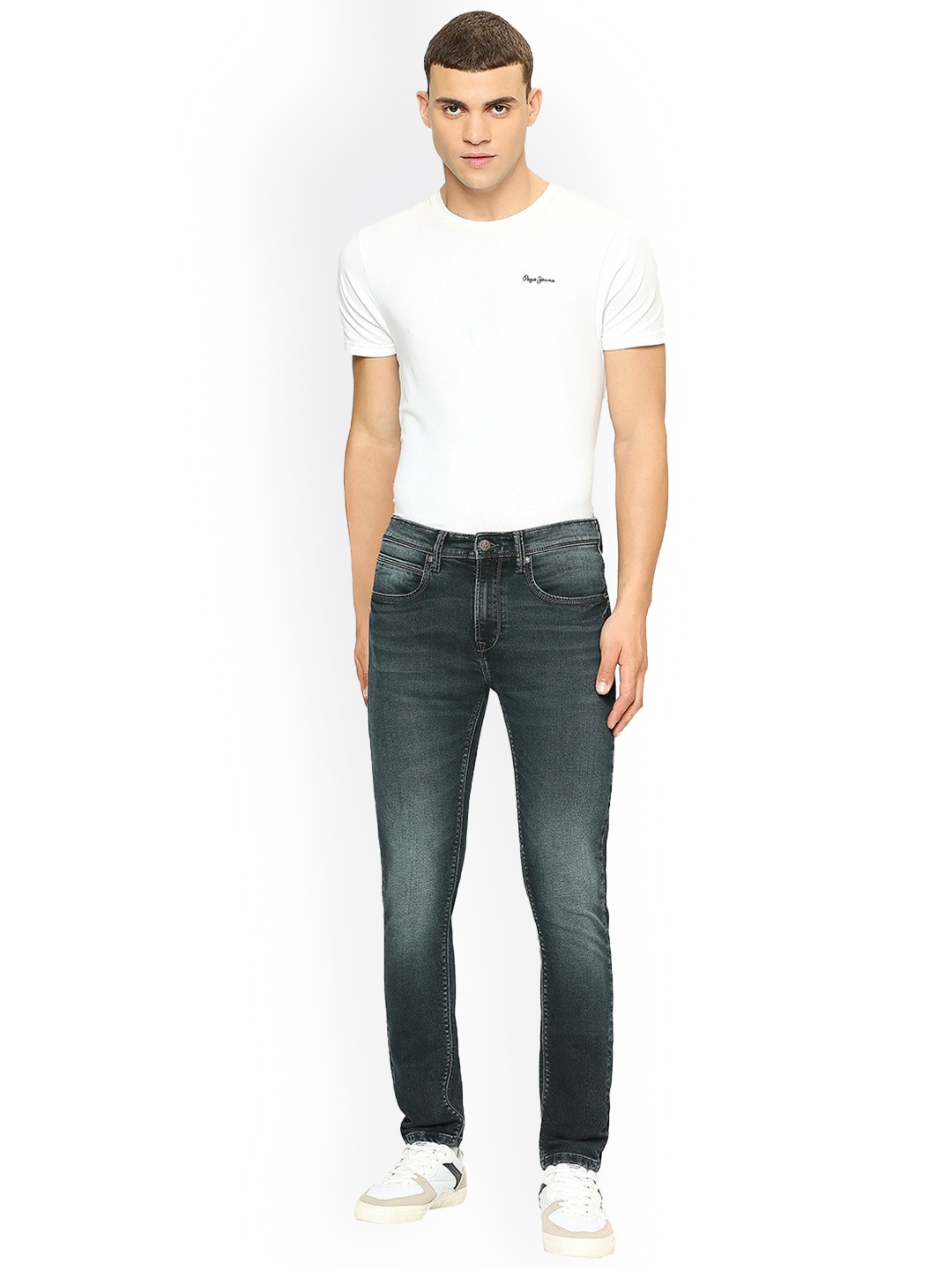

Pepe Jeans Men Skinny Fit Heavy Fade Stretchable Jeans, Blue