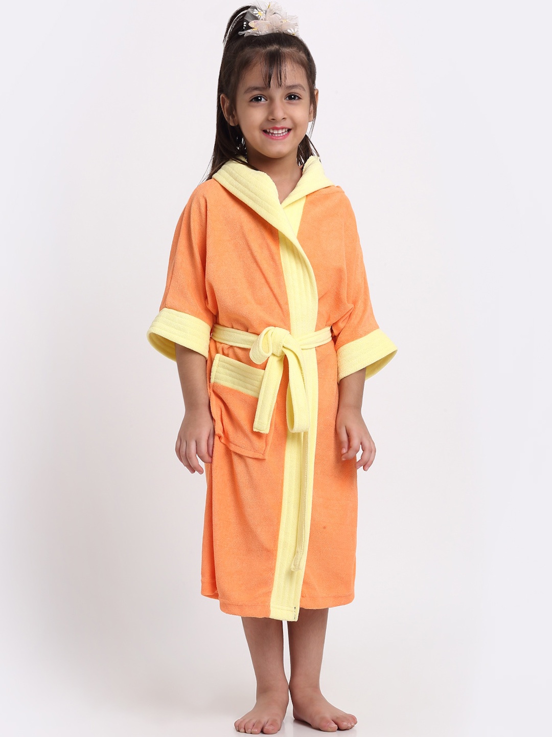

Creeva Solid Hooded Bath Robe, Orange