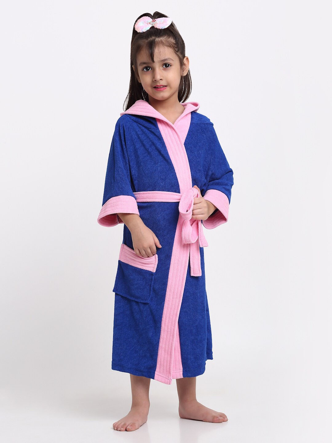 

Creeva Kid Girls Hooded Bathrobe, Blue