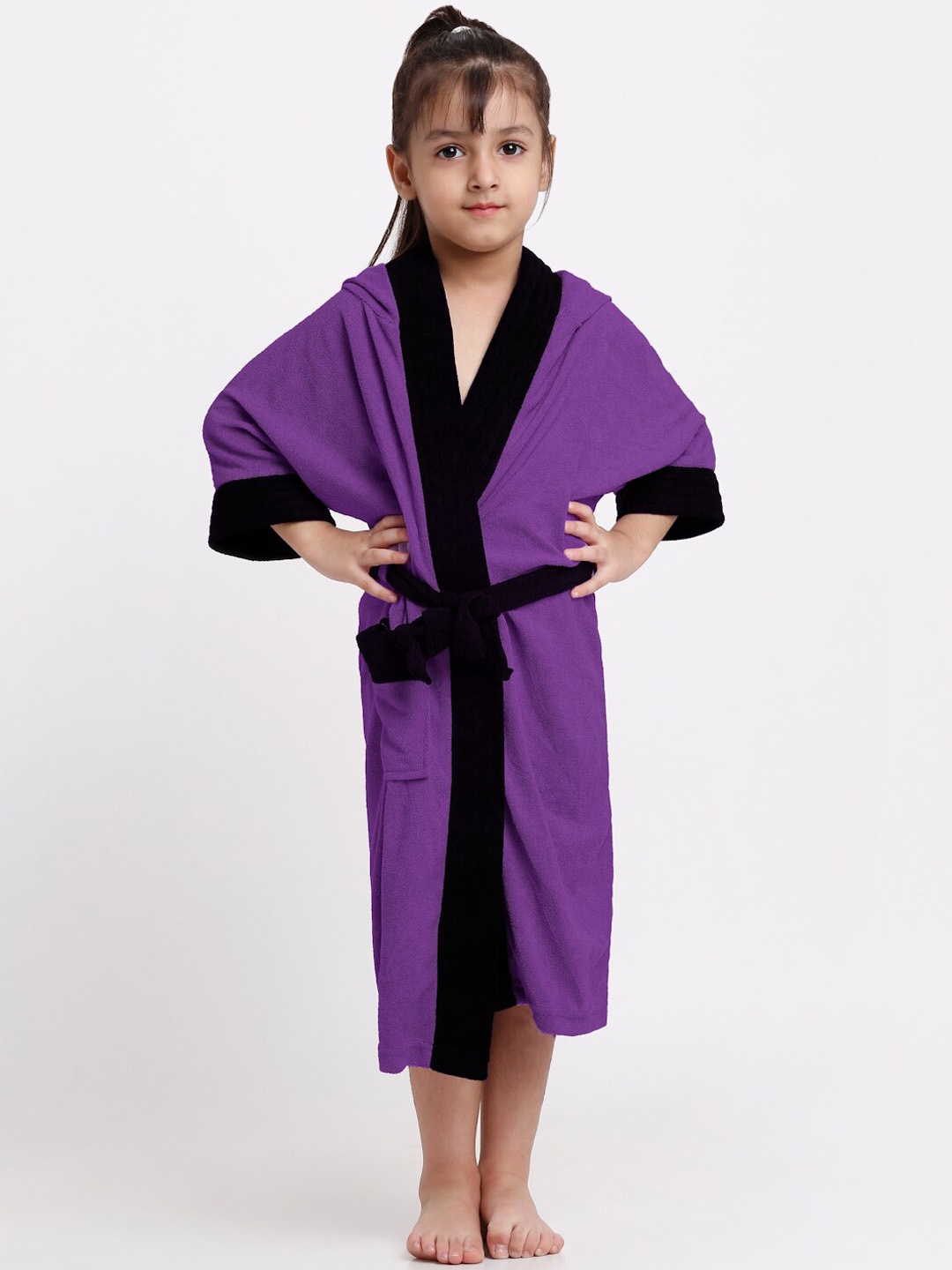 

Creeva Kid Girls Hooded Bathrobe, Violet