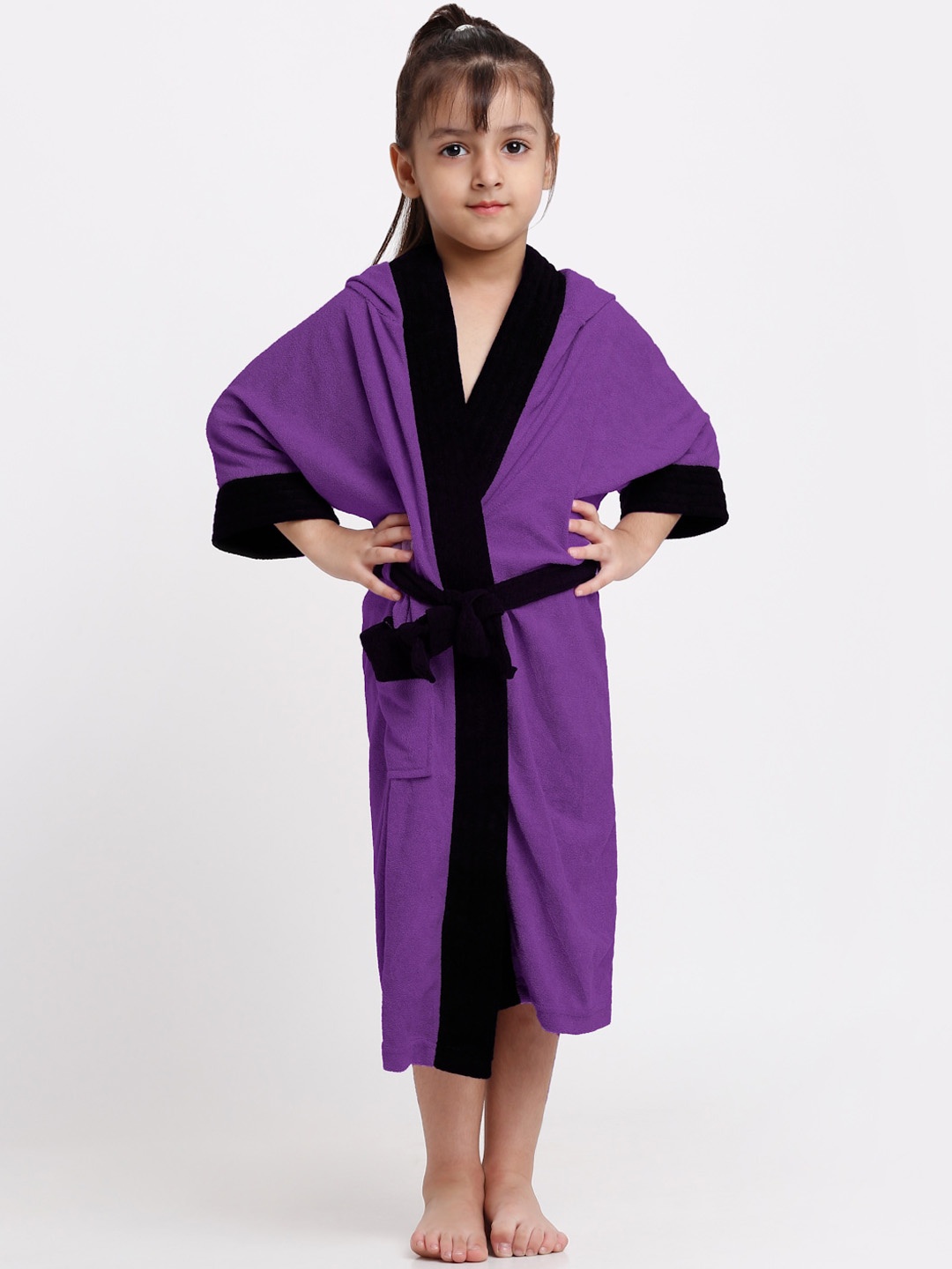

Creeva Solid Hooded Bath Robe, Violet