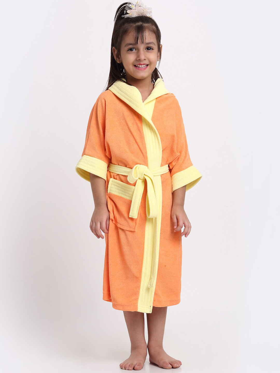 

Creeva Solid Hooded Bath Robe, Orange