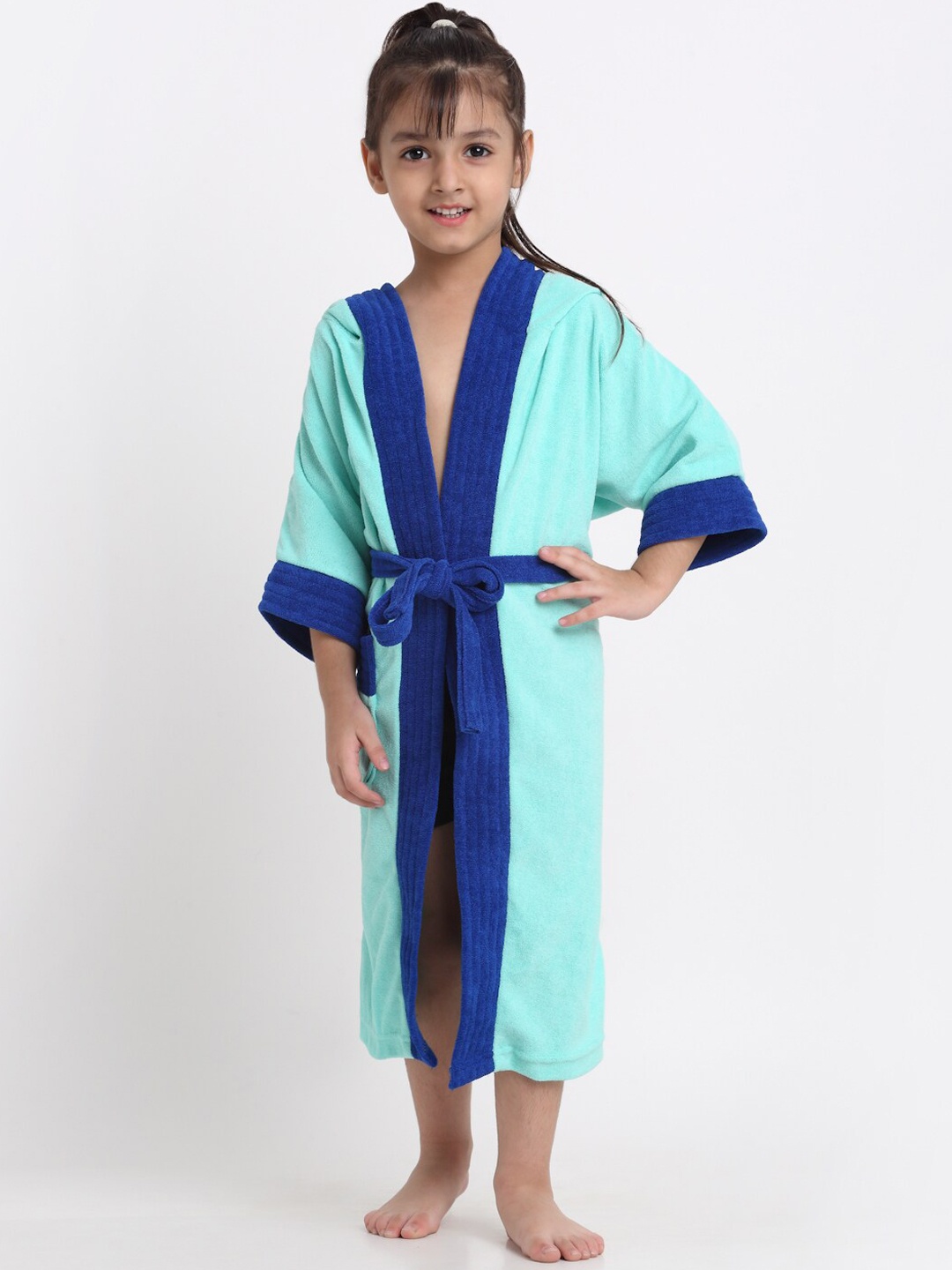 

Creeva Solid Hooded Bath Robe, Sea green