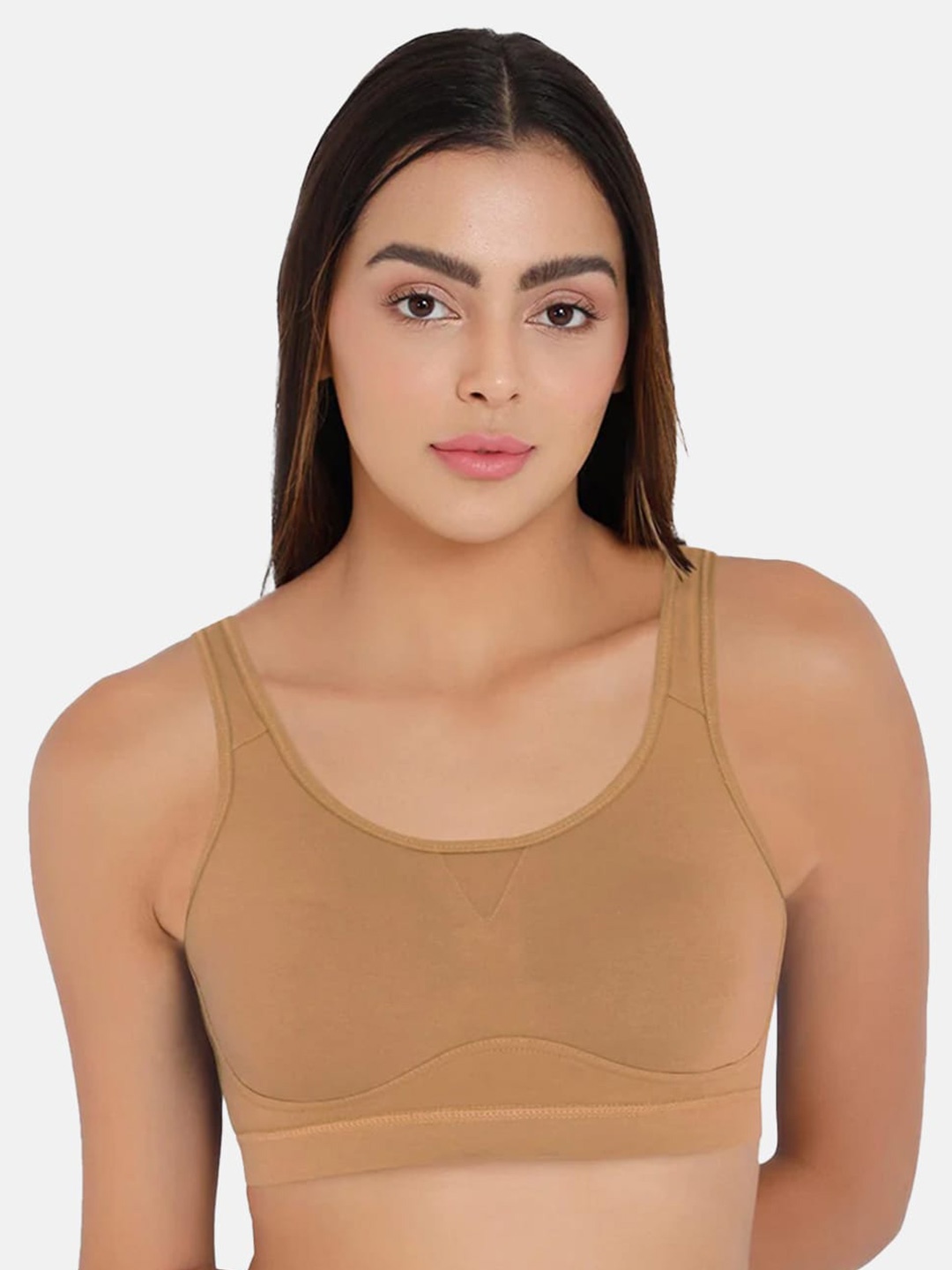 

intimacy LINGERIE Full Coverage Non Padded Cotton Sports Bra With Moisture Wicking, Mustard
