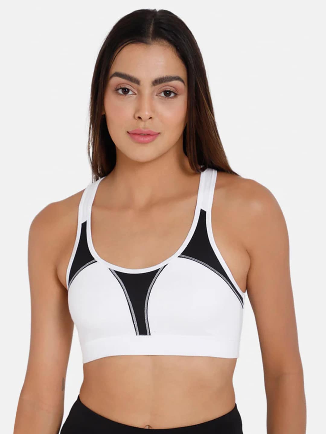 

intimacy LINGERIE Moisture Wicking Cotton Workout Sports Bra - Full Coverage, White