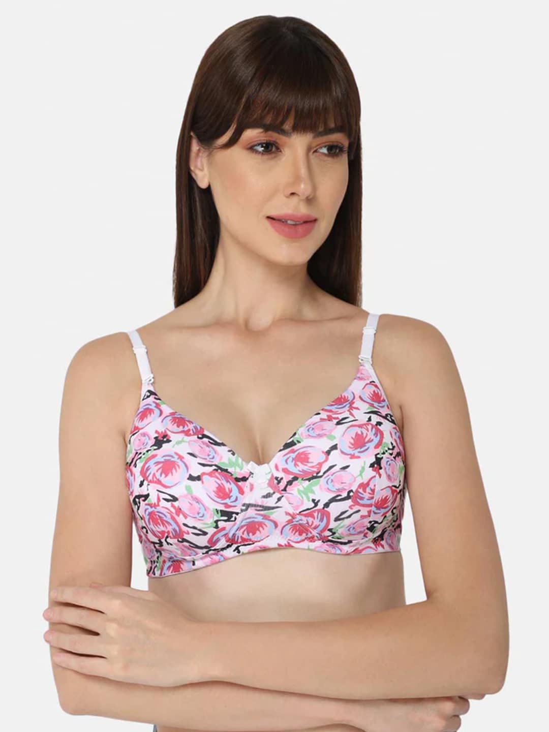 

intimacy LINGERIE Floral Printed All Day Comfort Bra Medium Coverage Lightly Padded, White