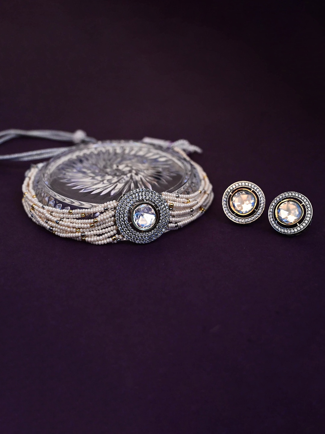

Mirana Rhodium Plated Necklace Set, Silver