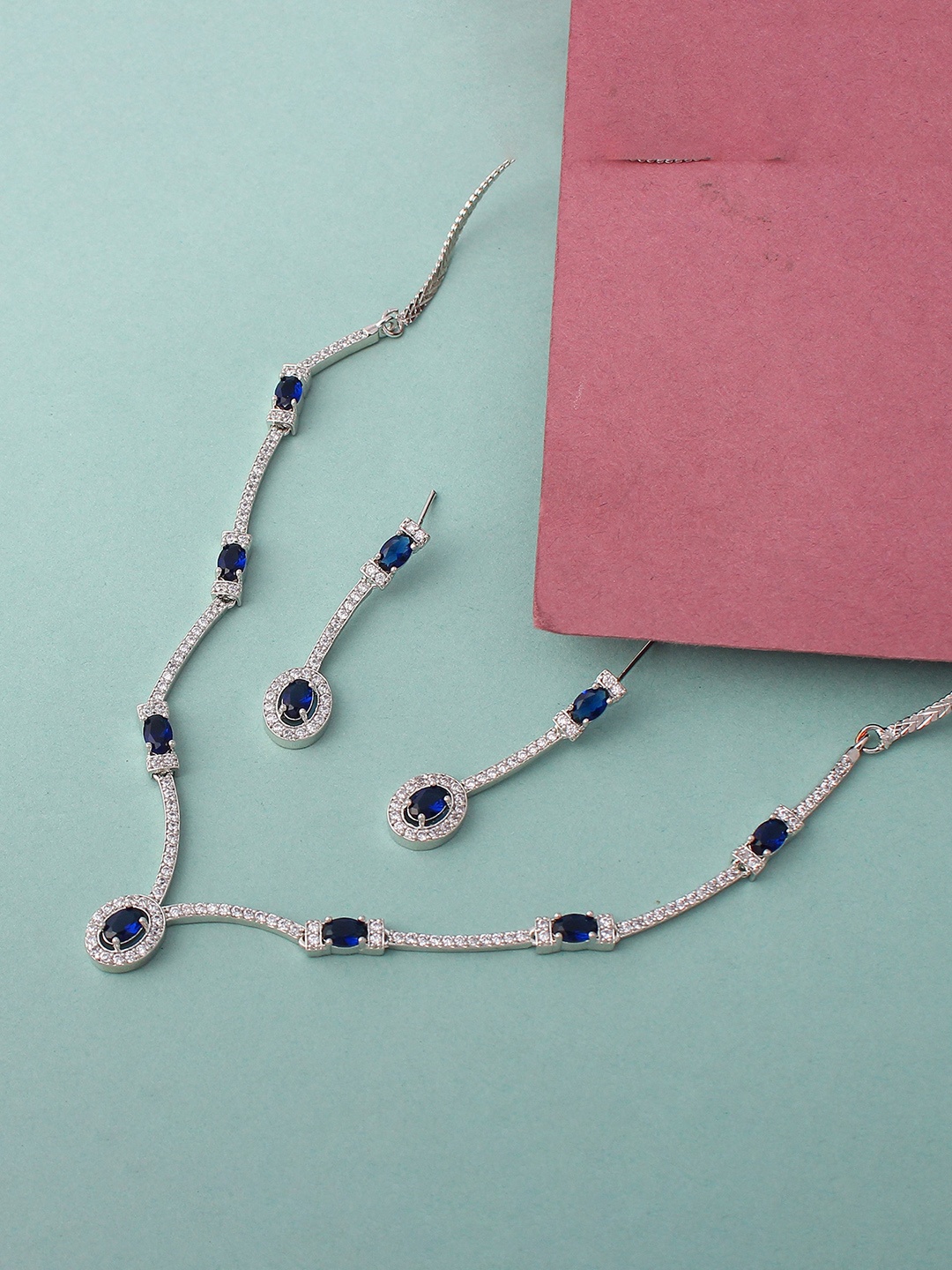 

Mirana Rhodium Plated Necklace Set, Silver