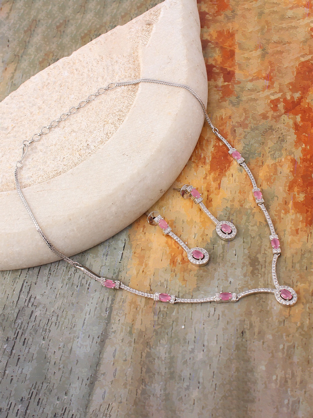 

Mirana Rhodium-Plated Necklace and Earrings, Silver
