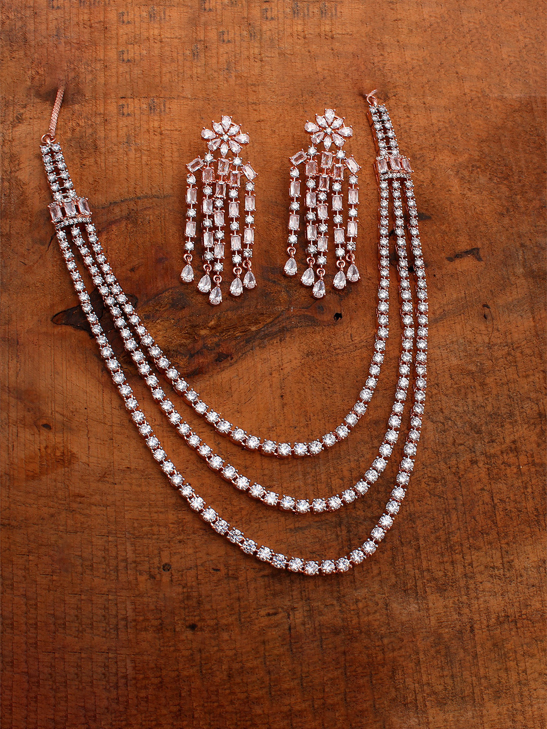 

Mirana Rose Gold-Plated Layered Necklace and Earrings
