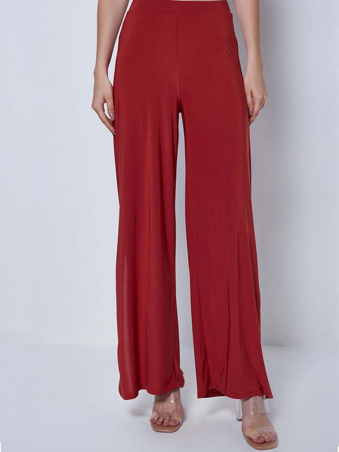 

COVER STORY Women Rust Mid-Rise Flared Trouser