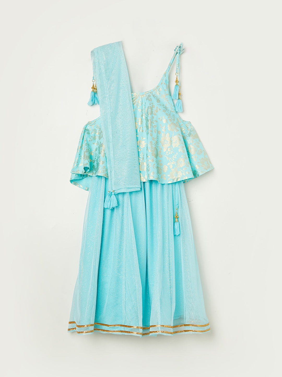 

Melange by Lifestyle Girls Printed Ready to Wear Lehenga & Blouse With Dupatta, Blue