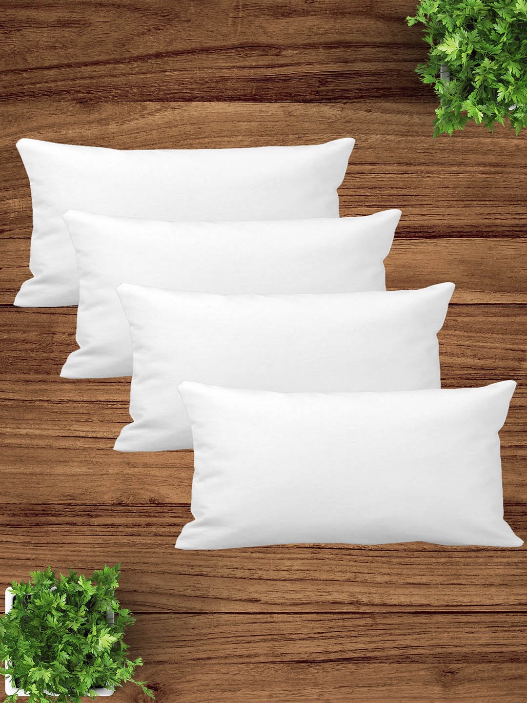 

ZEBA White 4 Pieces Self-Design Cotton Cushions