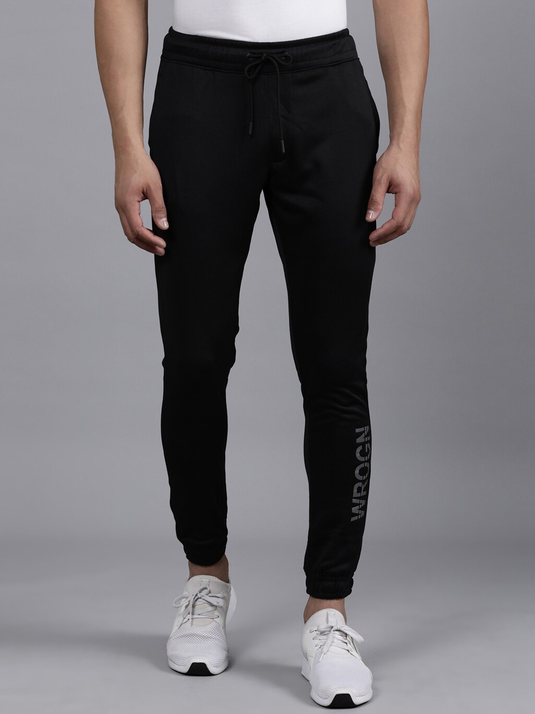 

WROGN Men Mid-Rise Sports Joggers, Black