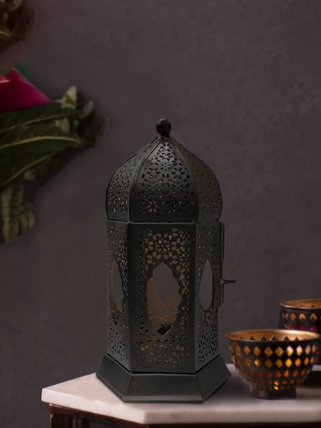 

The Purple Tree Black Lantern Tealight Candle Holder