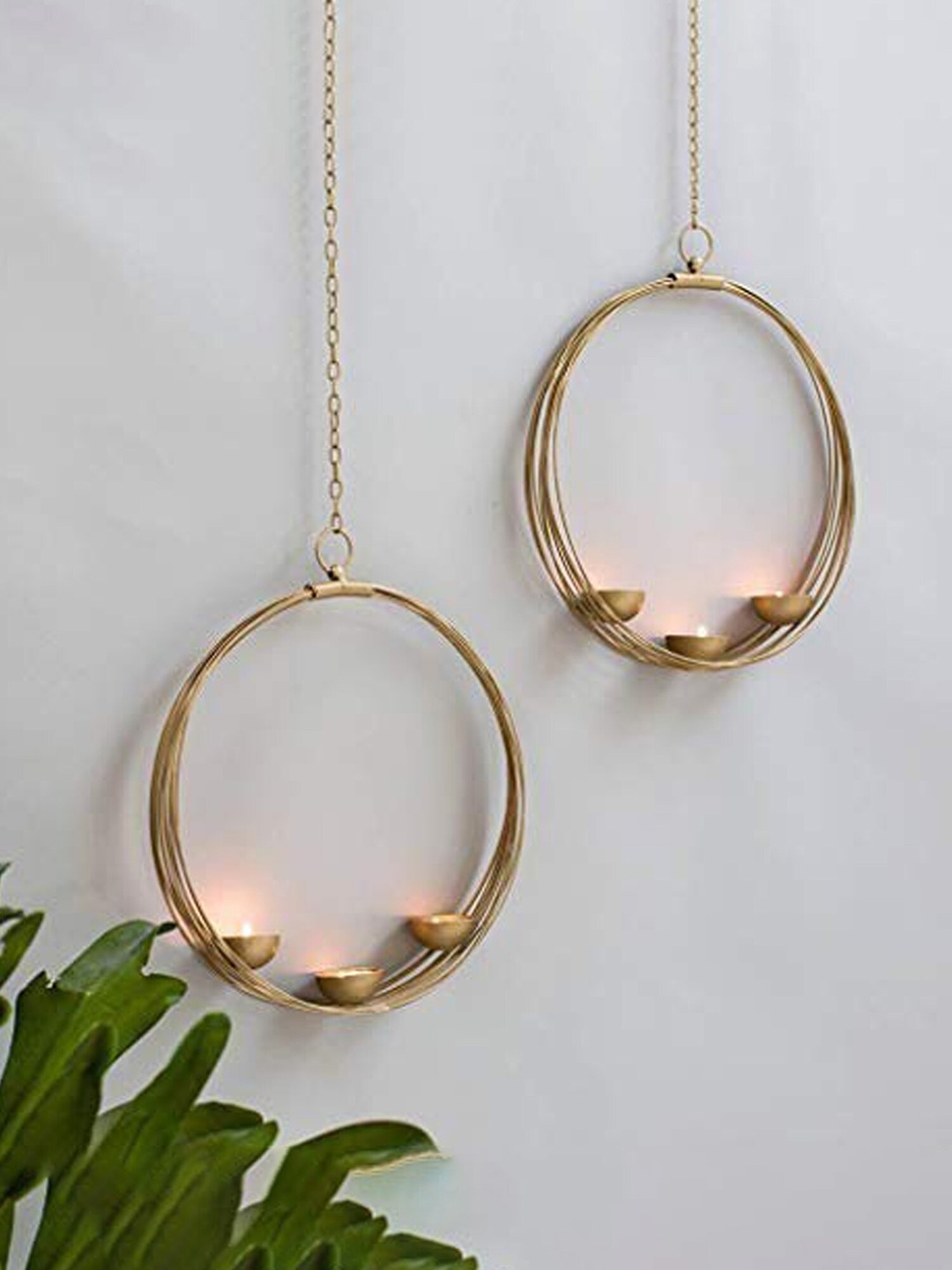 

The Purple Tree Gold Toned 2 Pieces Nest Tealight Holders