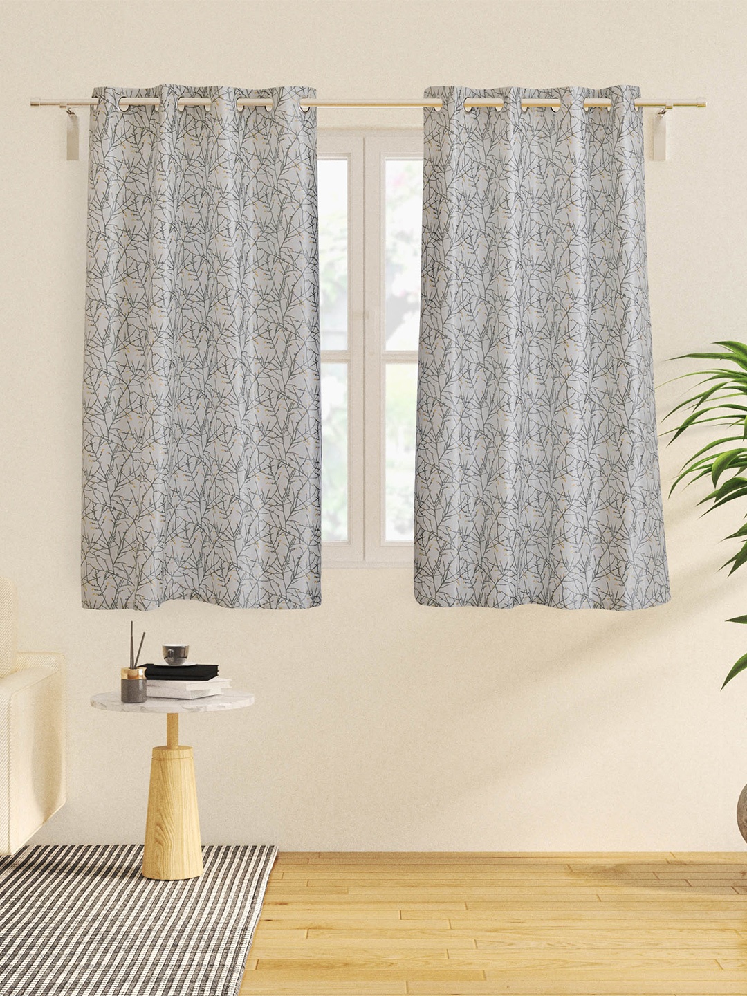 

Home Centre Grey & Black 2 Pieces Abstarct Print Window Curtains