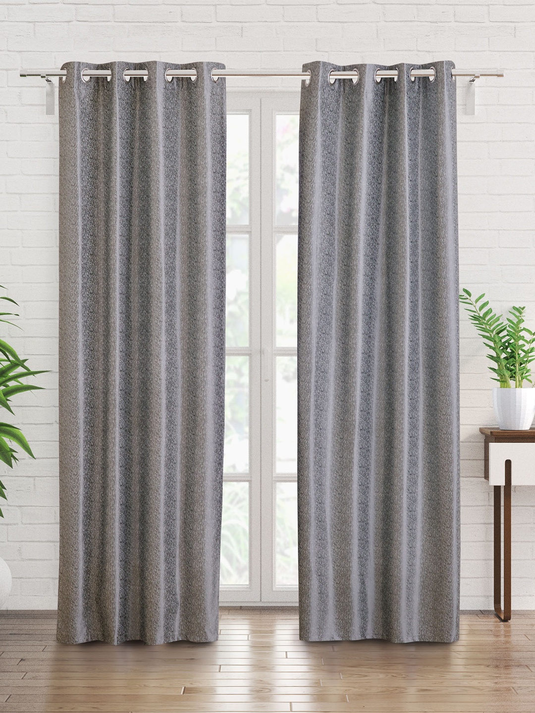 

Home Centre Grey 2 Pieces Abstract Print Light Filtering Door Curtains