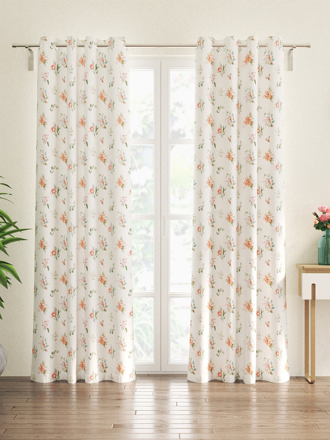 

Home Centre Moksha Cognac White & Green 2 Pieces Floral Door Curtains