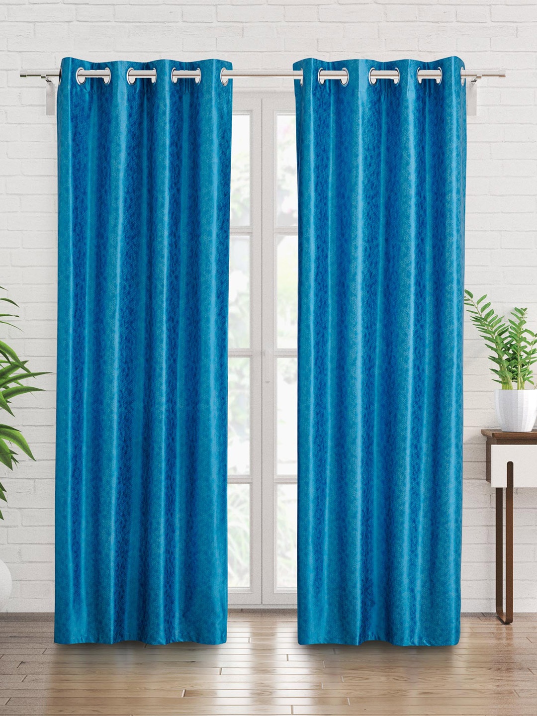

Home Centre Blue 2 Pieces Printed Light-Filtering Door Curtains